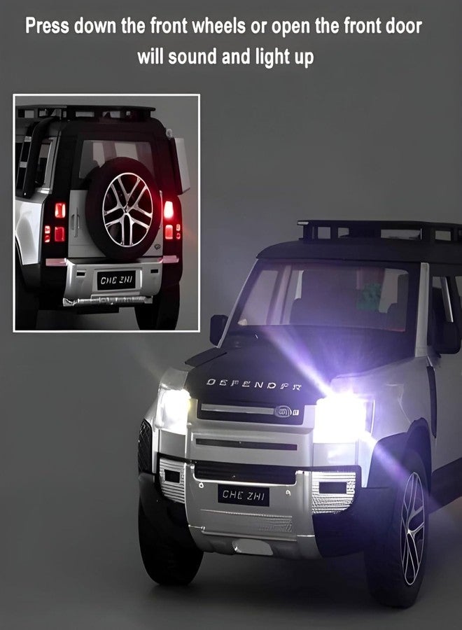 Spindoo 1:24 Die-Cast Land Rover Defender SUV Model Car - Pull Back Toy Car with Sound & Light | Unbreakable Alloy Metal Vehicle for Kids 3+ | Collector’s Model (Random Color) - Image 5